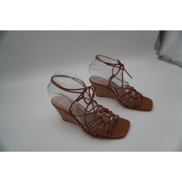 New Paige Sierra Wraparound Ankle Strap in Cognac with Jute Wedge/Chic/Sexy. Sz7 - Picture 2 of 8